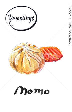 Nepalese traditional dumpling momo and piece of carrot Nepalese traditional dumpling momo and piece of carrot 65222436