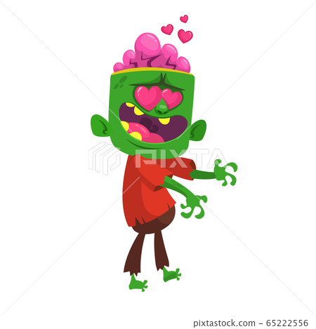 Cartoon funny green zombie. Halloween vector illustration of zombie character Cartoon funny green zombie. Halloween vector illustration of zombie character 65222556
