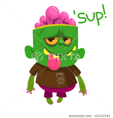 Cartoon scary zombie. Halloween vector 65222591