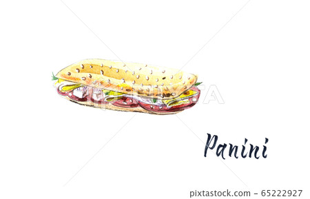 Melted mozzarella cheese, ham, tomato and basil panini Melted mozzarella cheese, ham, tomato and basil panini 65222927