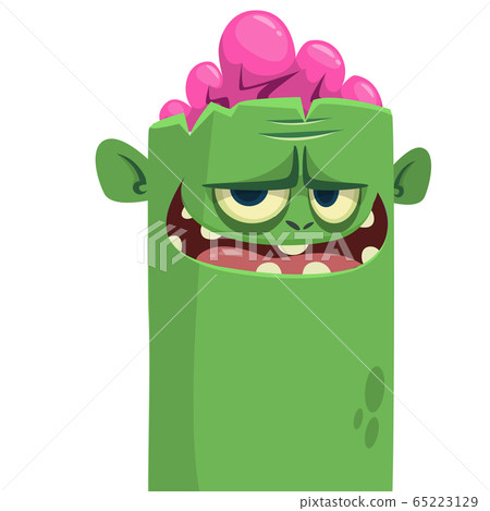 Cartoon funny green zombie. Halloween vector illustration Cartoon funny green zombie. Halloween vector illustration 65223129
