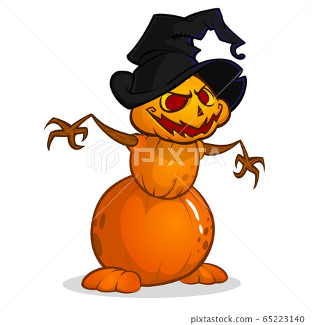 Cartoon illustration of a Jack-o-Lantern pumpkin curved Cartoon illustration of a Jack-o-Lantern pumpkin curved 65223140