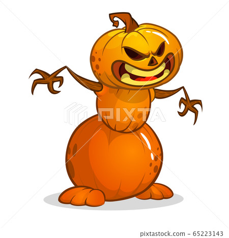 Halloween cartoon scarecrow pumpkin head. Halloween cartoon scarecrow pumpkin head. 65223143