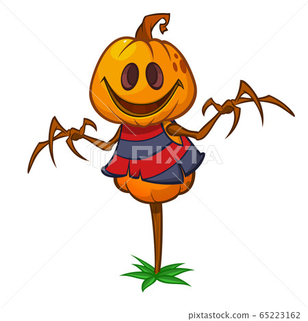 Halloween cartoon scarecrow pumpkin head. Halloween cartoon scarecrow pumpkin head. 65223162