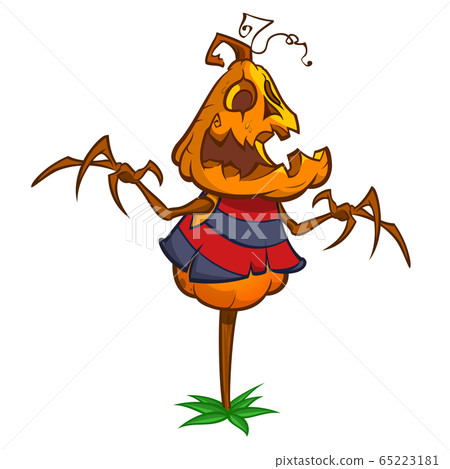 Halloween cartoon scarecrow pumpkin head. Halloween cartoon scarecrow pumpkin head. 65223181