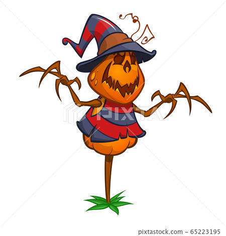 Halloween cartoon scarecrow pumpkin head. Halloween cartoon scarecrow pumpkin head. 65223195