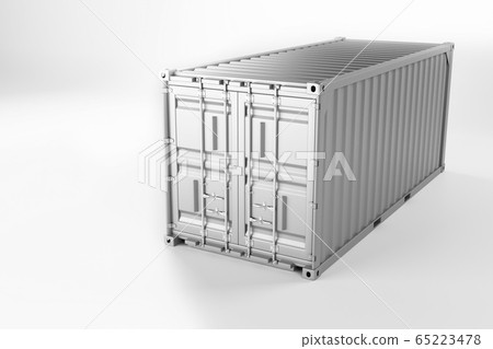 A high quality image of a white 20ft shipping container on a white background. A high quality image of a white 20ft shipping container on a white background. 65223478