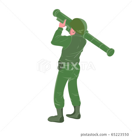 Military soldier holding and aiming rocket 65223550