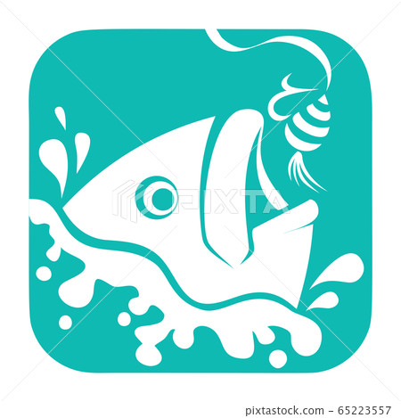 Fishing Logo, Fish And Hook Logo Template, Flat Fishing Logo, Fish And Hook Logo Template, Flat 65223557