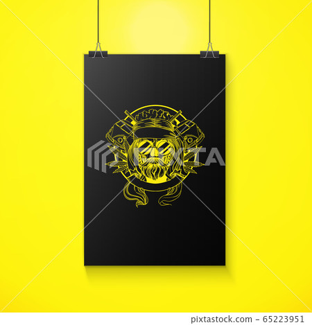 Hand drawn sketch, hippie skull 65223951