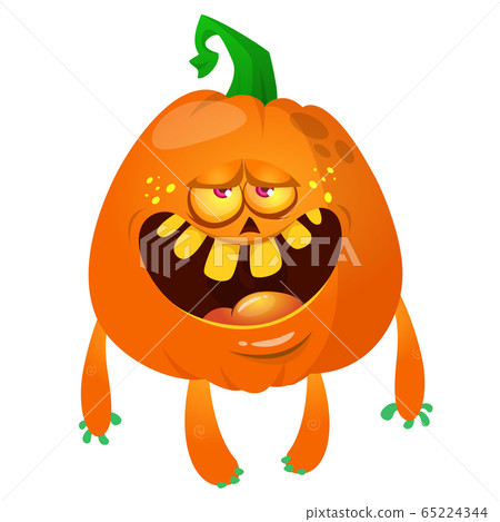 Halloween cartoon scarecrow with pumpkin head. Halloween cartoon scarecrow with pumpkin head. 65224344