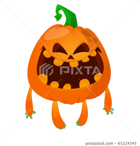 Halloween cartoon scarecrow with pumpkin head. Halloween cartoon scarecrow with pumpkin head. 65224345