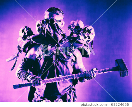 Nuclear post-apocalypse creature brandishing ax Nuclear post-apocalypse creature brandishing ax 65224666