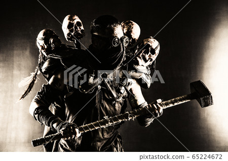 Nuclear post-apocalypse creature brandishing ax 65224672