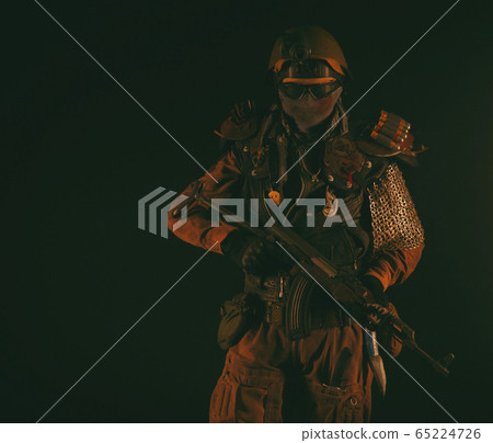 post apocalypse survivor with weapons. 65224726