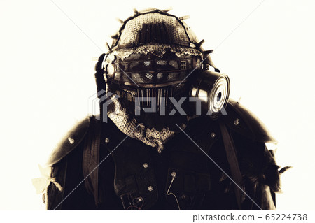 Portrait of post apocalyptic survivor in gas mask 65224738