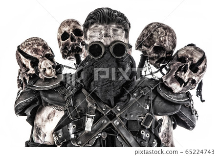 Post apocalyptic survivor with skulls 65224743