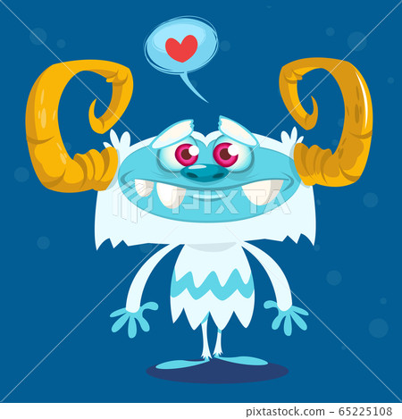 Happy cartoon bigfoot in love. Halloween vector 65225108