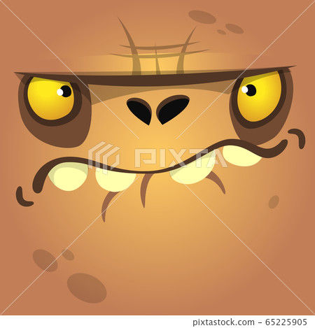 Cartoon zombie face. Vector Halloween monster 65225905
