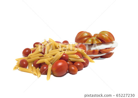 penne type pasta with mozzarella and tomato tomatoes penne type pasta with mozzarella and tomato tomatoes 65227230