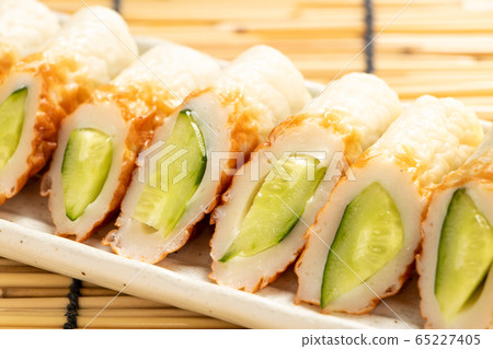 Chikuwa stuffed with cucumbers. (Summer snack image.) 65227405