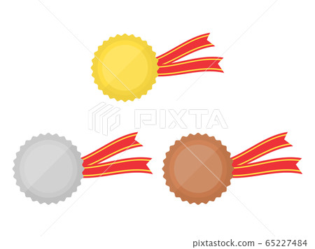 Illustration of medal with ribbon 65227484