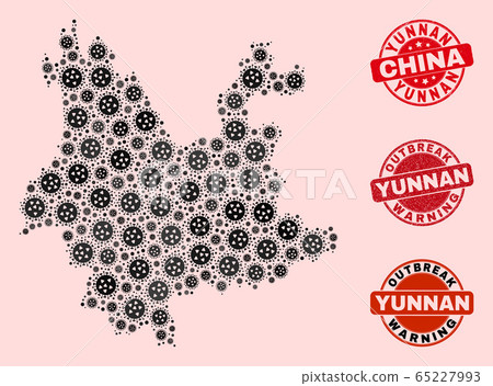 Outbreak Composition of Mosaic Yunnan Province Map and Scratched Seals 65227993