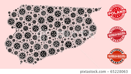 Outbreak Composition of Mosaic Warmian-Masurian Voivodeship Map and Textured Stamps 65228063