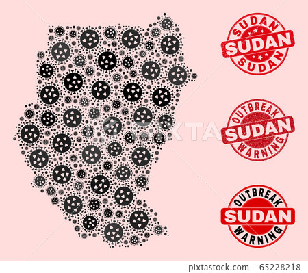 Virus Composition of Mosaic Sudan Map and Grunge Seals 65228218