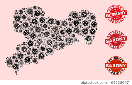 Covid Lockdown Composition of Mosaic Saxony Land Map and Textured Seal Stamps Covid Lockdown Composition of Mosaic Saxony Land Map and Textured Seal Stamps 65228697