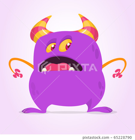 Funny cartoon monster creature. Vector monster 65228790