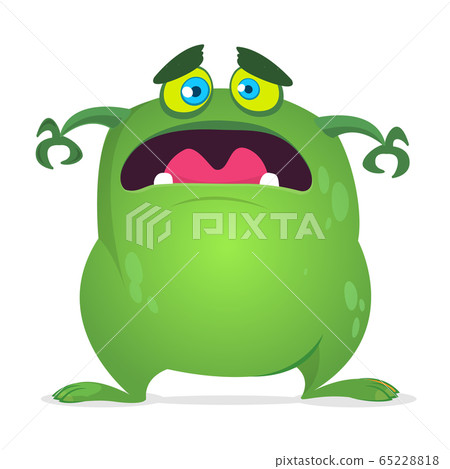 Scary cartoon monster. Vector green monster Scary cartoon monster. Vector green monster 65228818