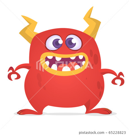 Funny cartoon monster. Vector red monster Funny cartoon monster. Vector red monster 65228823