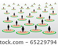 People silhouette symbols in concentric circles concept with Covid-19 contact tracing system 65229794