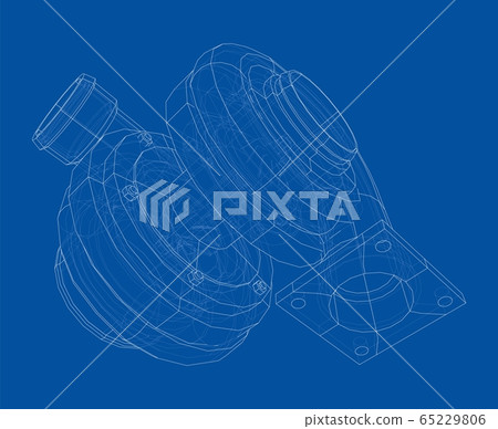 Automobile turbocharger concept outline. Vector Automobile turbocharger concept outline. Vector 65229806