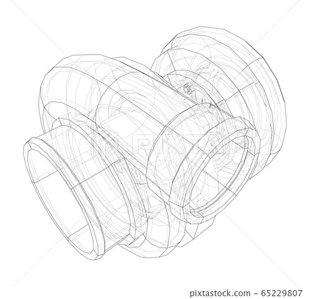 Automobile turbocharger concept outline. Vector 65229807