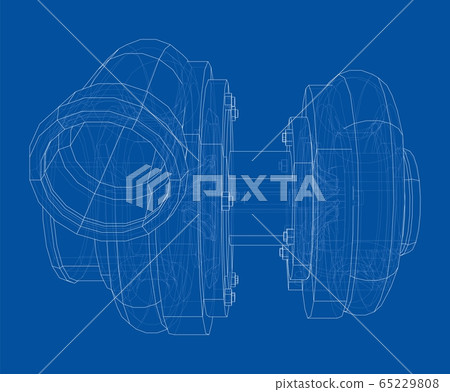 Automobile turbocharger concept outline. Vector Automobile turbocharger concept outline. Vector 65229808