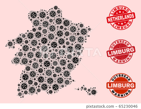Covid Lockdown Collage of Mosaic Limburg Province Map and Textured Seals Covid Lockdown Collage of Mosaic Limburg Province Map and Textured Seals 65230046