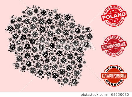 Outbreak Collage of Mosaic Kuyavian-Pomeranian Voivodeship Map and Distress Stamps Outbreak Collage of Mosaic Kuyavian-Pomeranian Voivodeship Map and Distress Stamps 65230080