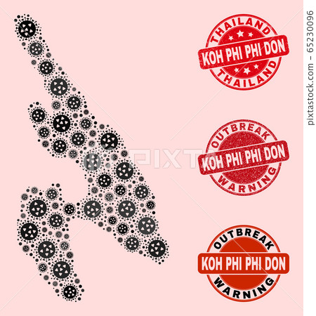Outbreak Composition of Mosaic Koh Phi Don Map and Grunge Seals 65230096