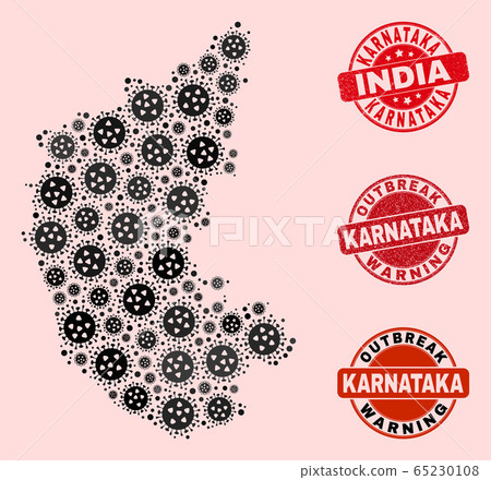 Virus Collage of Mosaic Karnataka State Map and Grunge Seals Virus Collage of Mosaic Karnataka State Map and Grunge Seals 65230108