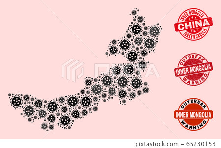 Flu Virus Composition of Mosaic Inner Mongolia Map and Grunge Seals Flu Virus Composition of Mosaic Inner Mongolia Map and Grunge Seals 65230153