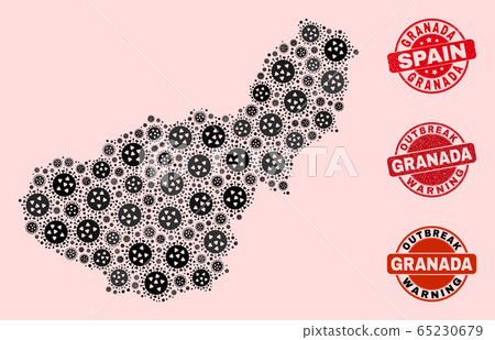 Flu Virus Composition of Mosaic Granada Province Map and Distress Seals 65230679