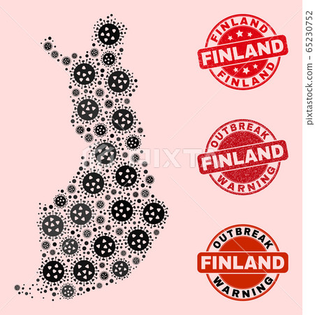 Outbreak Composition of Mosaic Finland Map and Grunge Seal Stamps 65230752