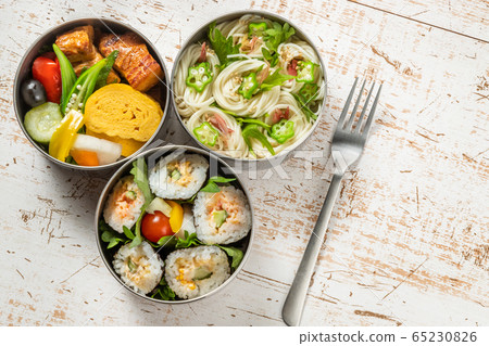 Japanese cuisine noodles and sushi 65230826