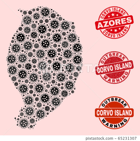 Covid Lockdown Composition of Mosaic Corvo Island Map and Textured Seals Covid Lockdown Composition of Mosaic Corvo Island Map and Textured Seals 65231307