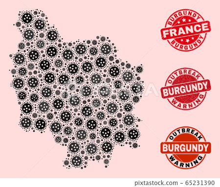 Flu Virus Composition of Mosaic Burgundy Province Map and Grunge Stamps Flu Virus Composition of Mosaic Burgundy Province Map and Grunge Stamps 65231390