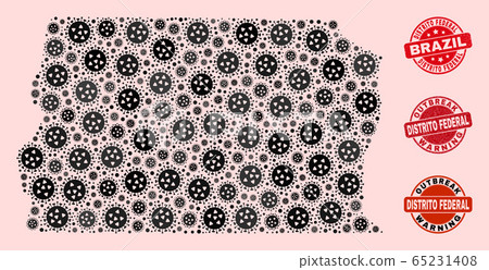 Virus Composition of Mosaic Brazil Distrito Federal Map and Distress Seals 65231408