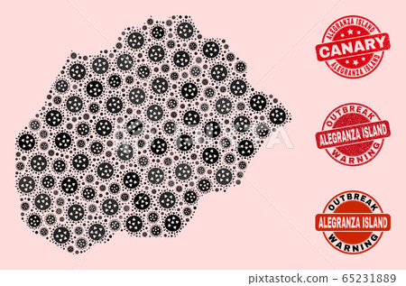 Virus Collage of Mosaic Alegranza Island Map and Scratched Stamps 65231889