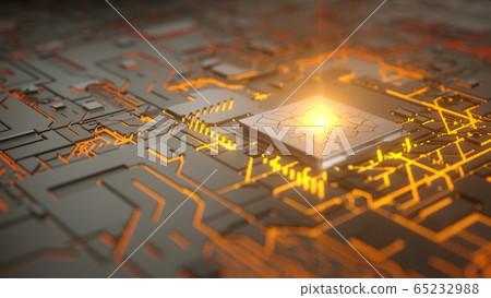 cpu concept with glowing abstract lines and light 65232988